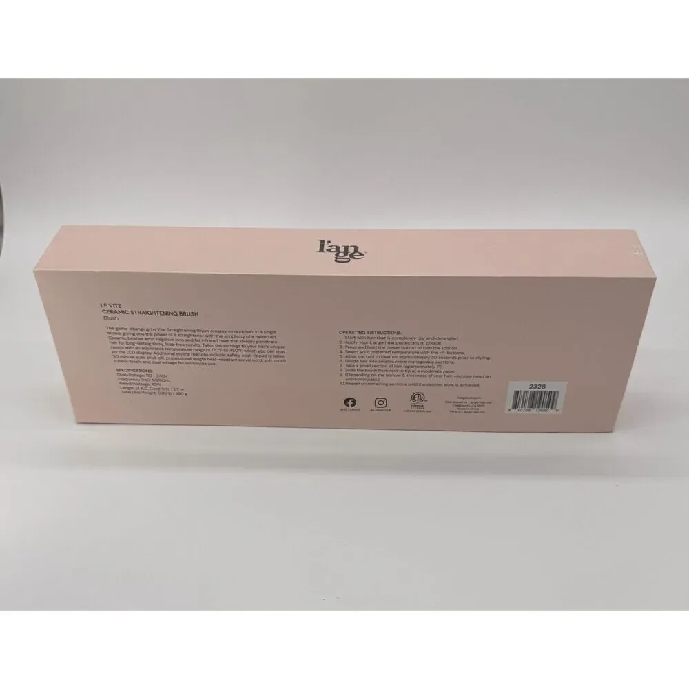 L'ange Le Vite Ceramic Straightening Brush in the color Blush Sealed-New in Box